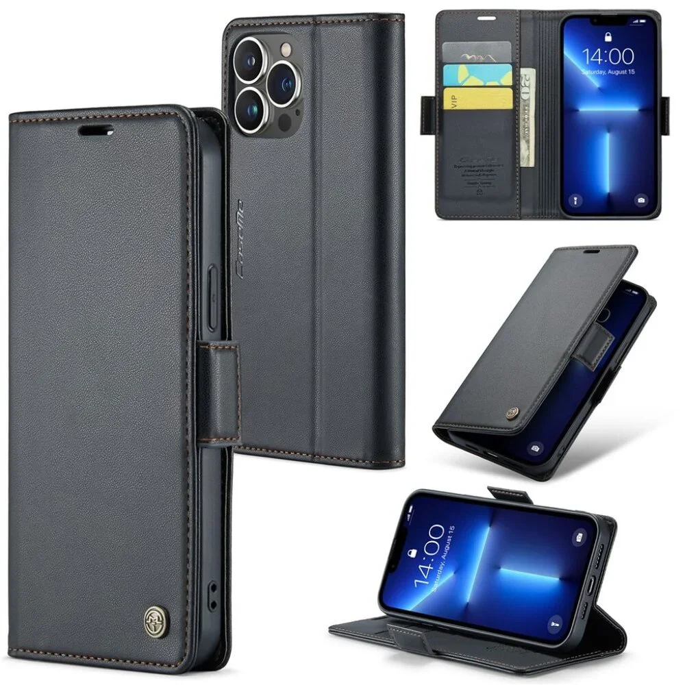 CaseMe 023 For iPhone 13 Pro Max Retro PU Leather Wallet Case Butterfly Buckle w